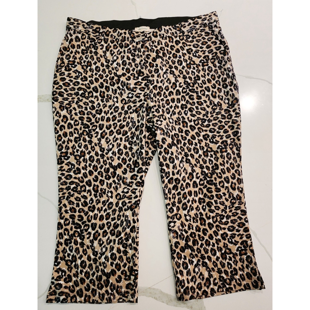 Urban Diction Leopard Animal Print Dress Pants Women's 1X NWOT Black Brown Tan